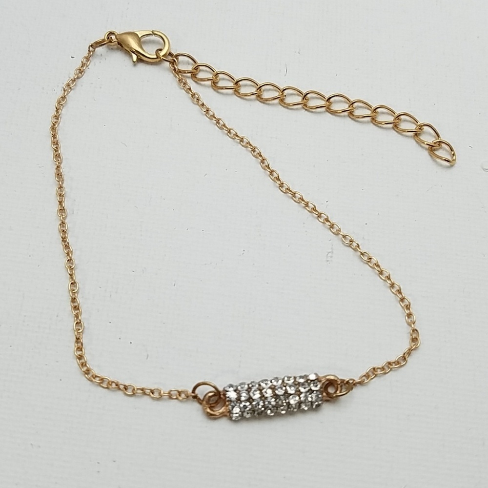 Gold Tone Ankle or Wrist Bracelet 8" + 2" extender